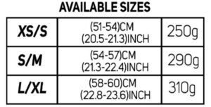 Fasen Pro Helmet Size Chart