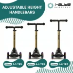 I Glide 3 Wheel Scooter Black Gold