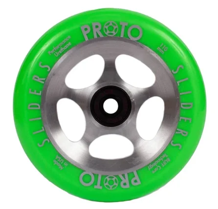Proto Starbright Sliders 110mm Scooter Wheels Neon Green On Raw