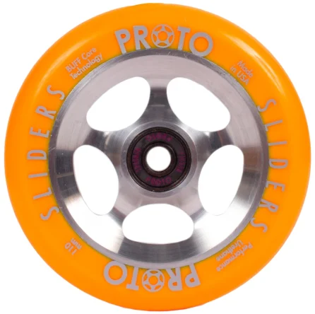 Proto Starbright Sliders 110mm Scooter Wheels Neon Orange On Raw